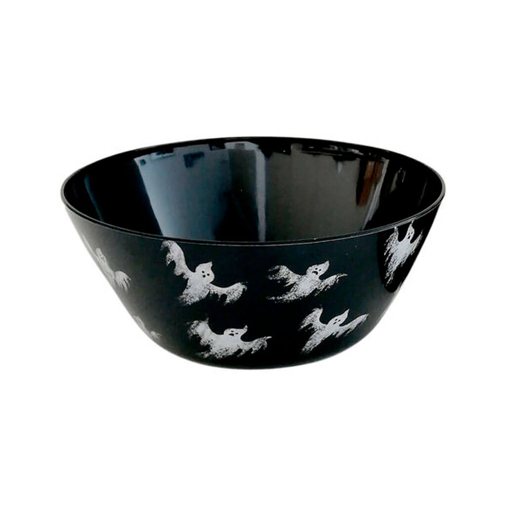 Halloween Melamine Ghosts on Black Candy Bowl 12in