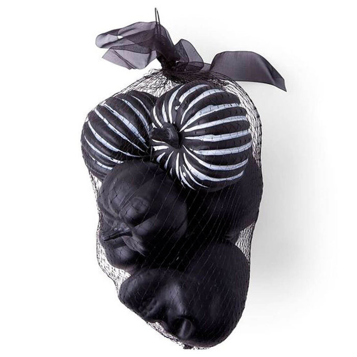 Halloween Black & White Striped Foam Bagged Pumpkins