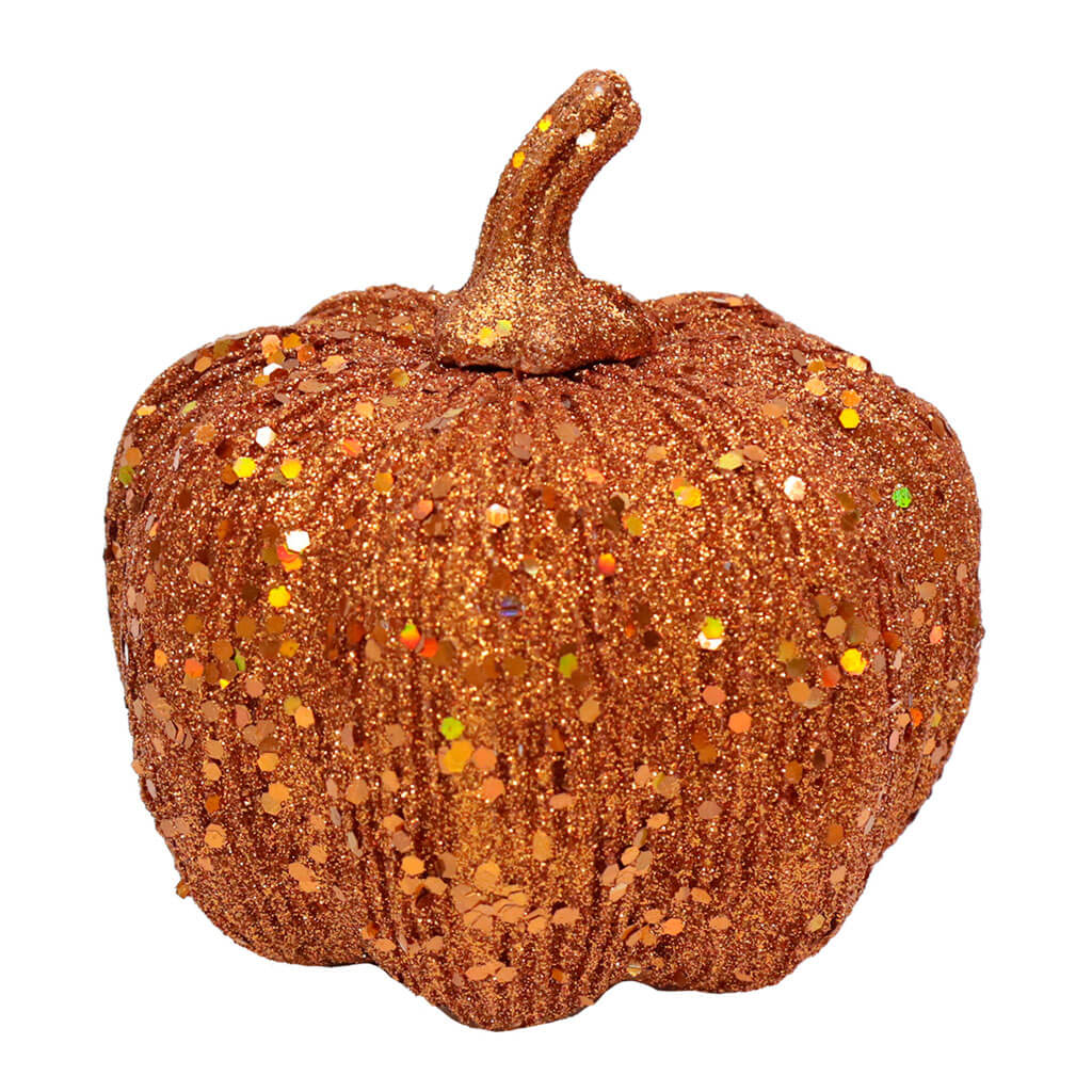 Halloween Orange Glitter Foam Pumpkin 5in