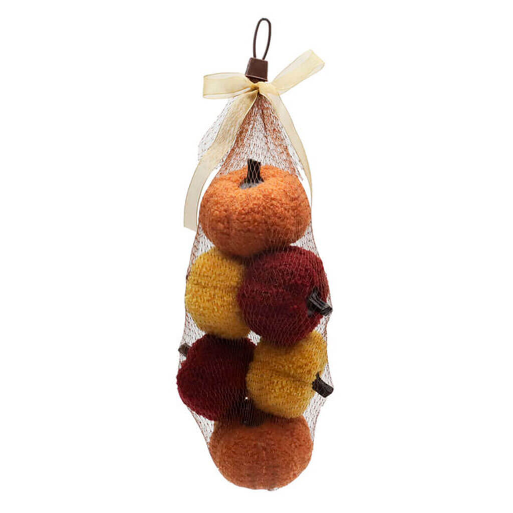 Fall Yellow &amp; Orange Sherpa Bagged Pumpkins 6ct 5in