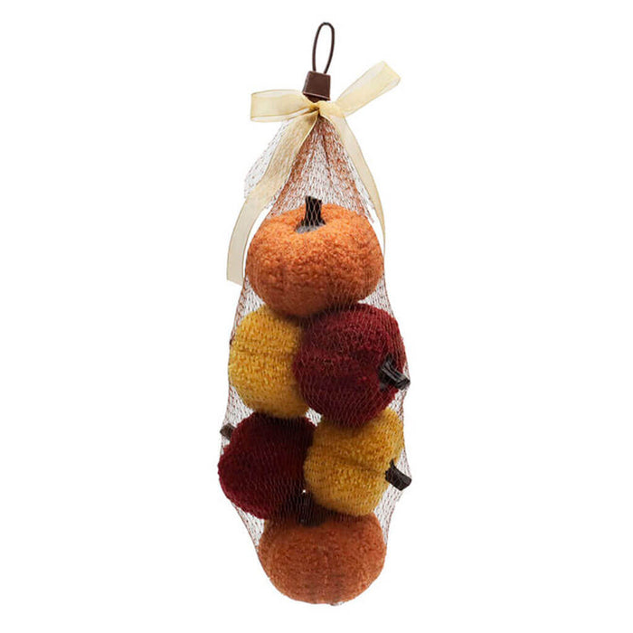 Fall Yellow & Orange Sherpa Bagged Pumpkins 6ct 5in