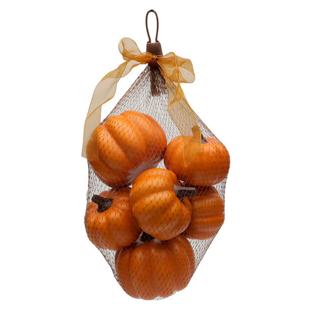 Fall Orange Foam Bagged Pumpkins 6pk 5in