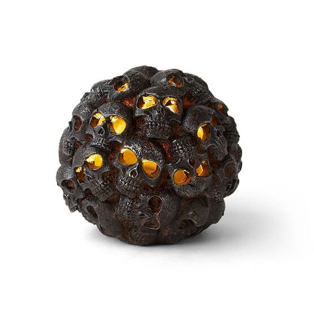 Halloween LED Black Skull Ball 5in