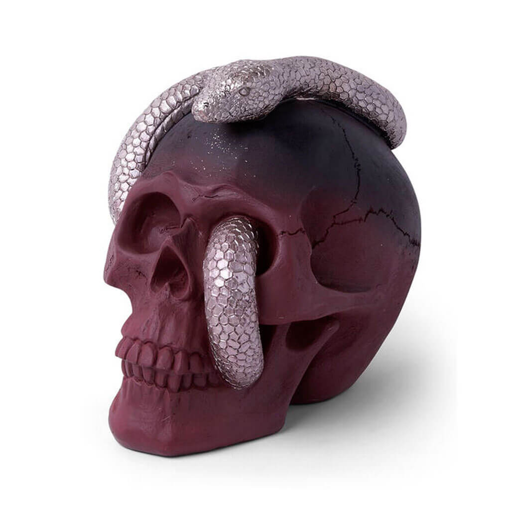 Halloween Red Ombre Skull with Snake 9in