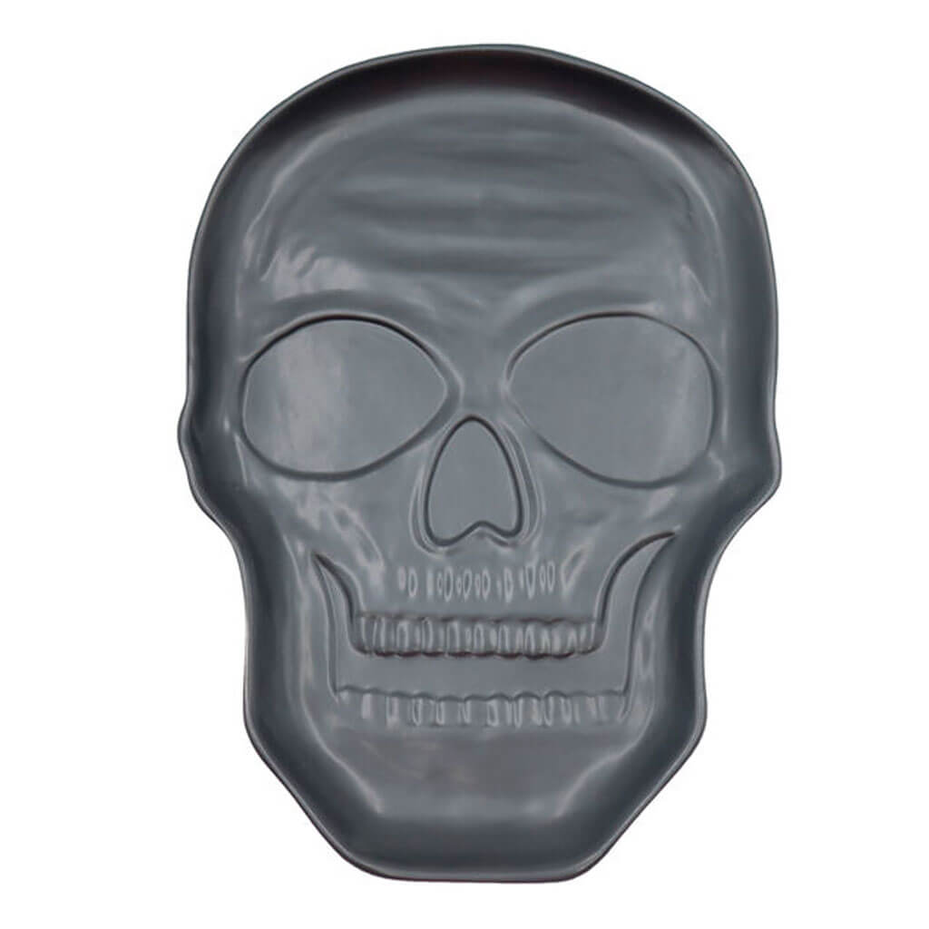 Halloween Ceramic Skull Plate 11in