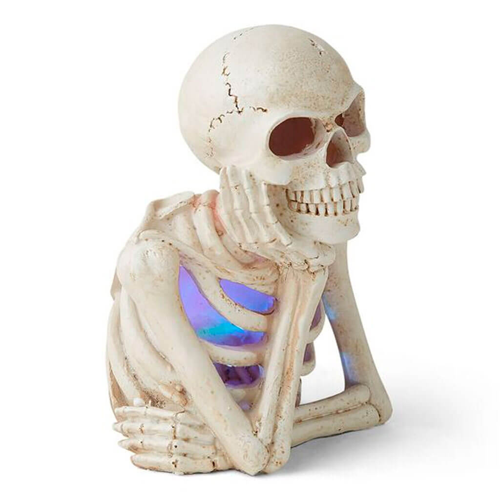 Halloween LED Skeleton Resting on Hands 9in