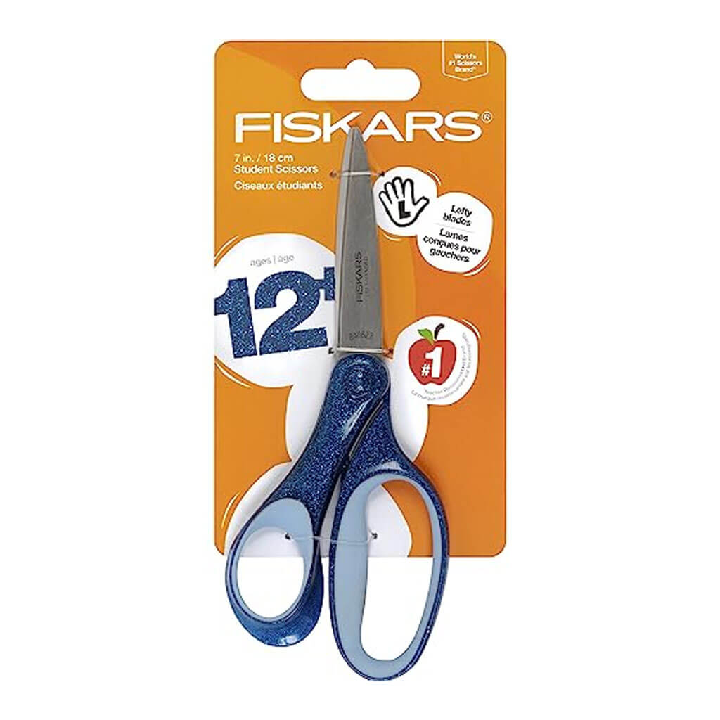 Fiskars 7in SoftGrip Left Handed Student Glitter Scissors