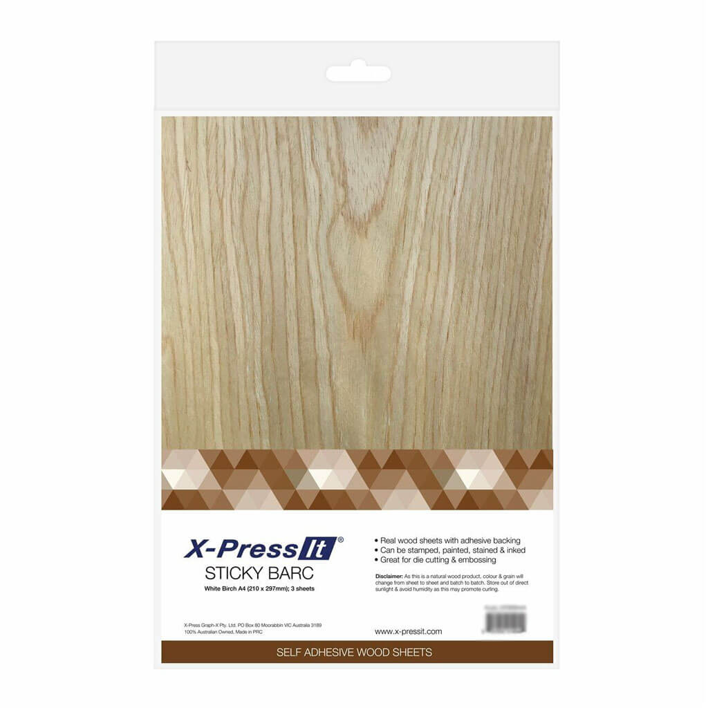 X-Press It Wood Sheet Sticky Bark White Birch A4 3pcs