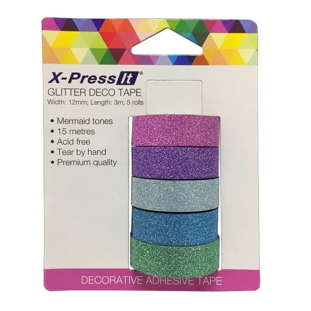 X-Press It Deco Tape Glitter Colors 5pc