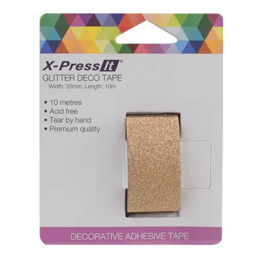 X-Press It Glitter Deco Tape 25mm x 10m Copper