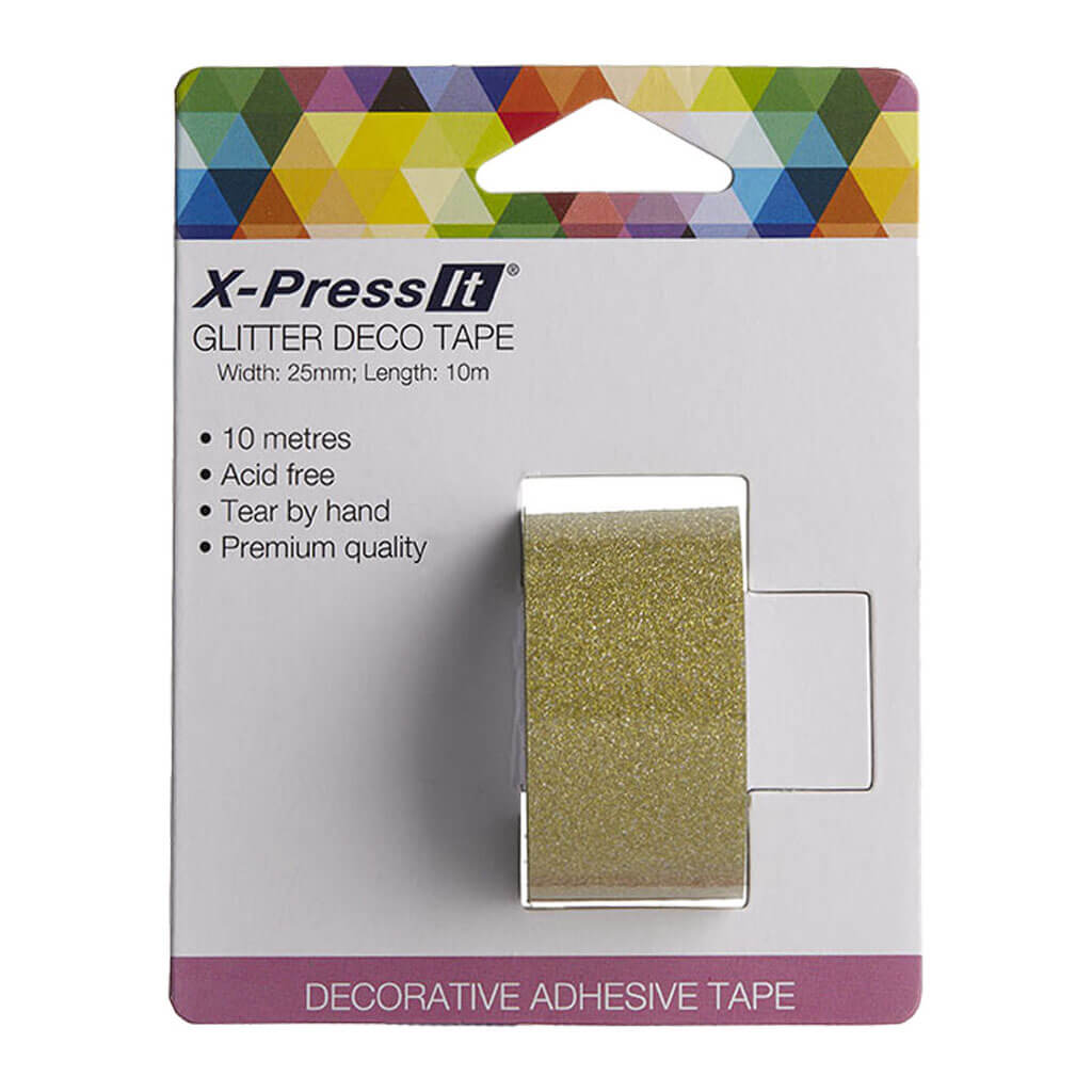 X-Press It Glitter Deco Tape 25mm x 10m Gold