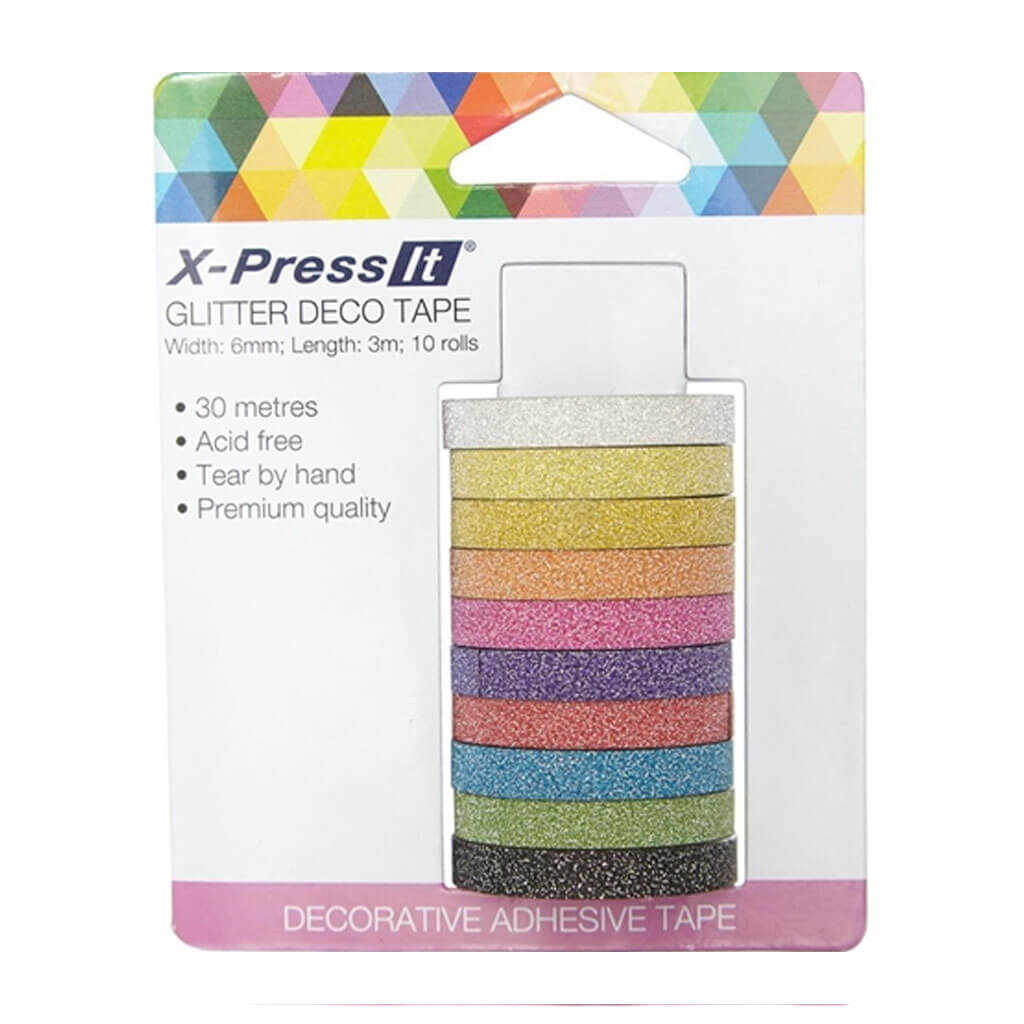 X-Press It Glitter Tape 6mm x 3m 10 Pack