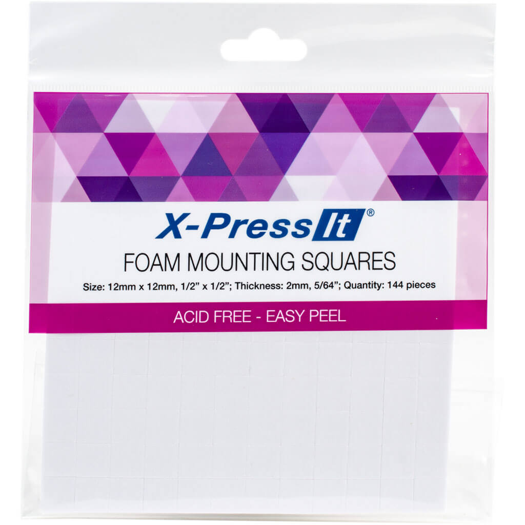 X-Press It Foam Mounting Squares .5"X.5" 144pcs White