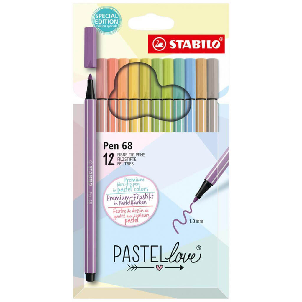 Pen 68 Marker Wallet Set of 12-Color Pastel