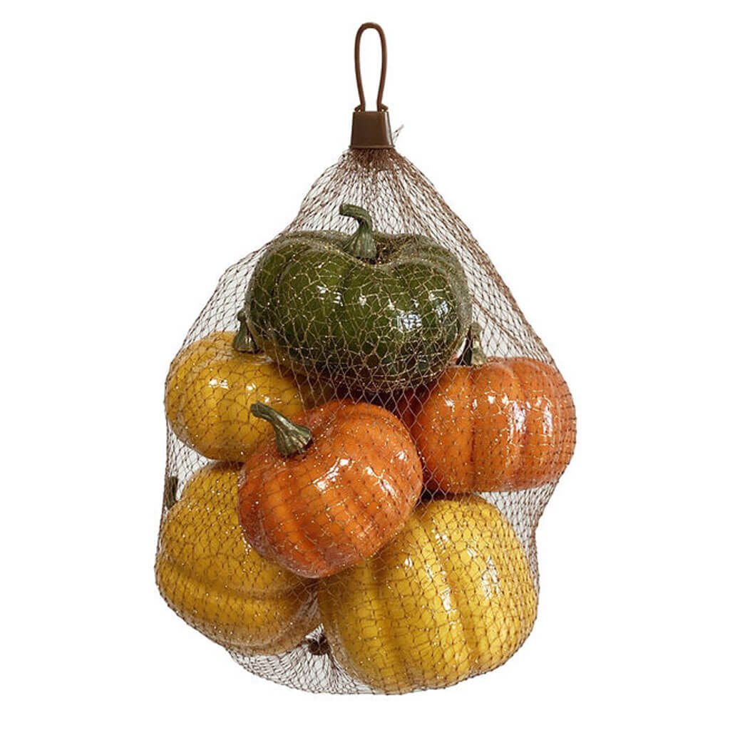 Fall Colors Mini Pumpkins in Mesh Bag