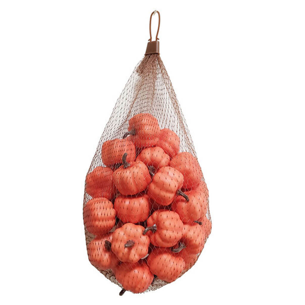 Fall Orange Mini Pumpkins in Mesh Bag