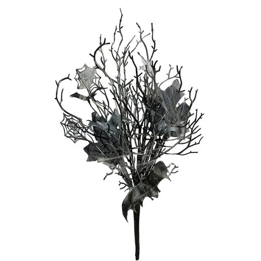 Halloween Black Bat &amp; Branch Bush 18in