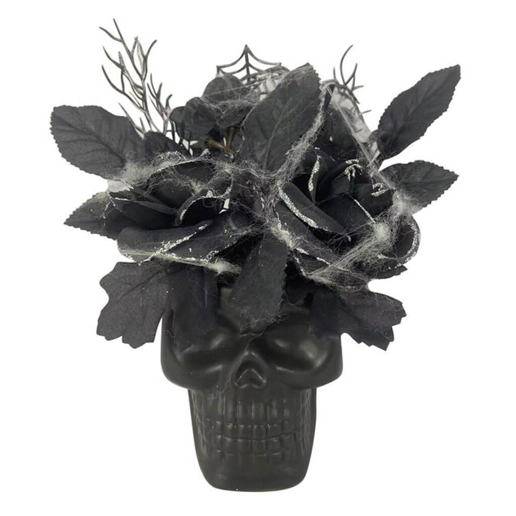 Halloween Skull Potted Floral Arrangement 8in