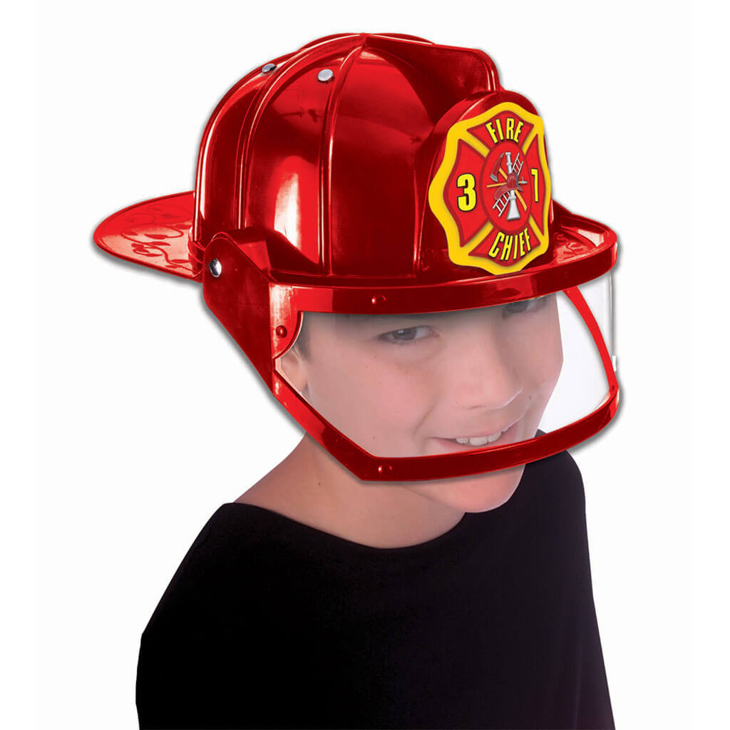 Deluxe Child Fire Hat Red