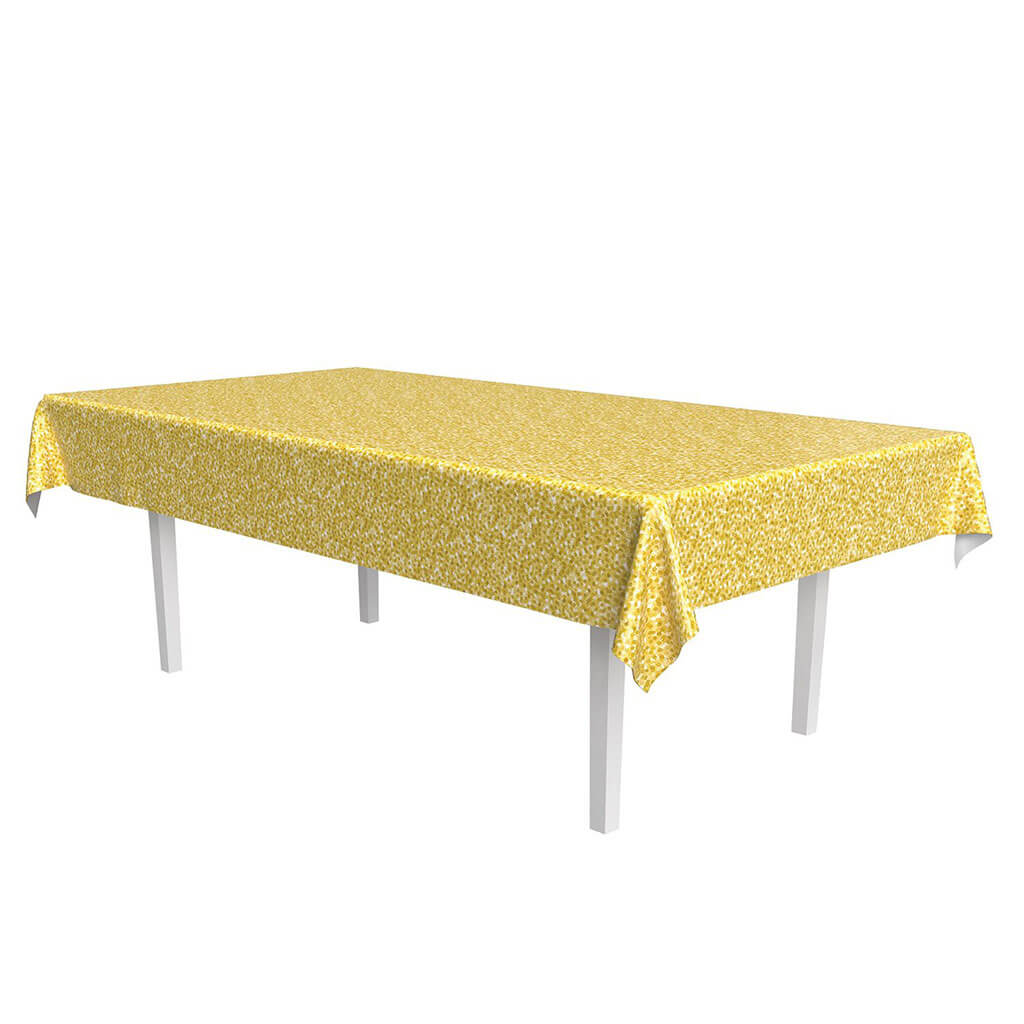 Printed Sequined Tablecover Gold, 54in x 108in