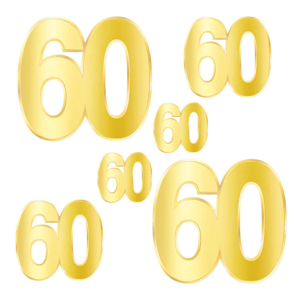 Foil &quot;60&quot; Birthday Cutouts, 4.5in-11.75in