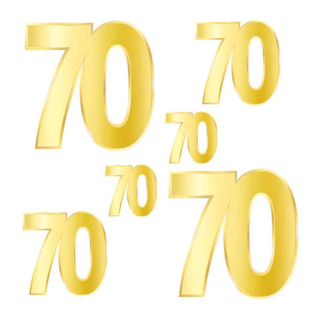 Foil "70" Birthday Cutouts, 4.5in-10.75in