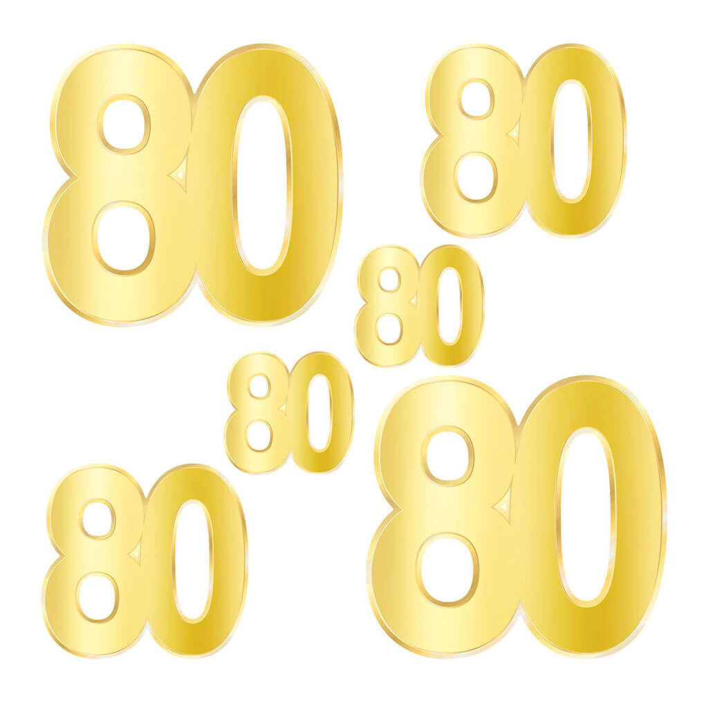 Foil "80" Birthday Cutouts, 4.5in-11.5in