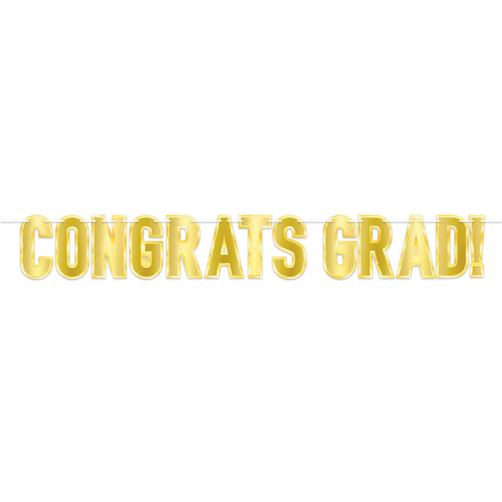 Foil Congrats Grad! Streamer, 7in x 5ft 3in