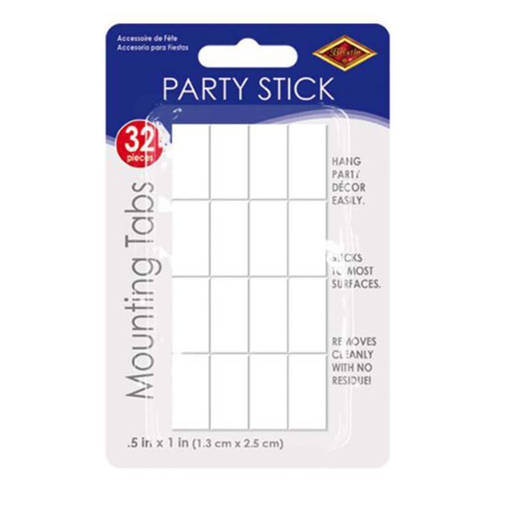 Party Stick Mounting Tabs, 0.5in x 1in