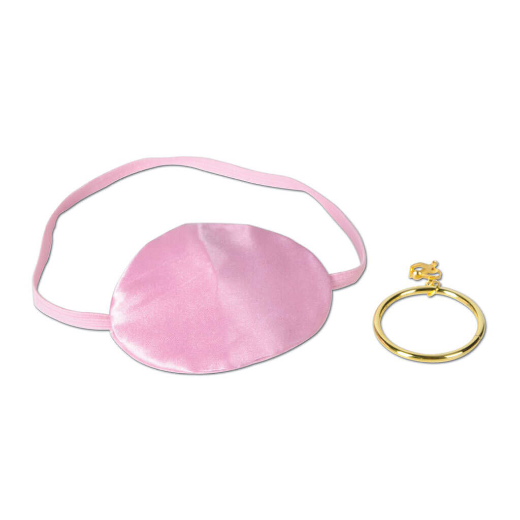 Pink Pirate Eye Patch with Plastic Earring