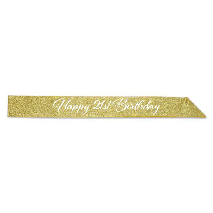Happy "21st" Birthday Glittered Sash