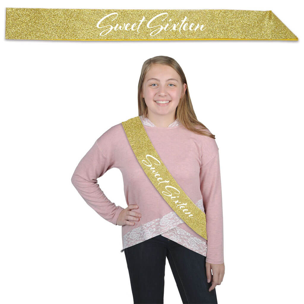 Sweet Sixteen Glittered Sash