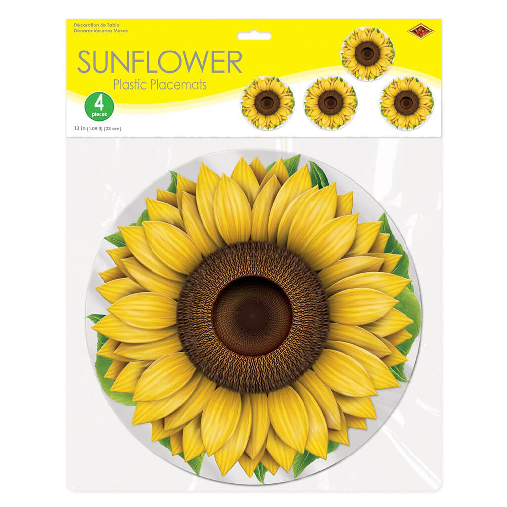 Plastic Sunflower Placemats, 13in