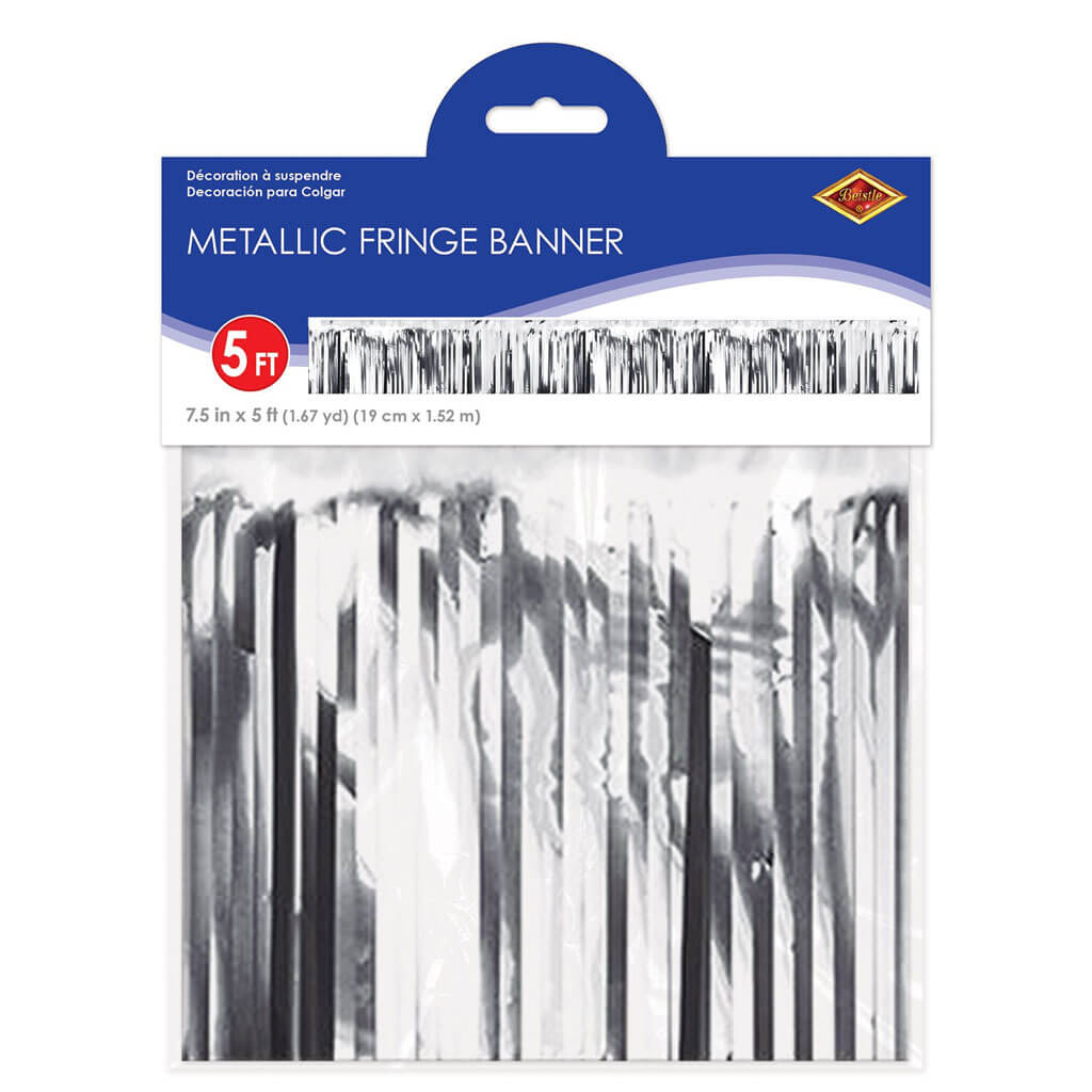 Metallic Fringe Banner Silver, 7.5in x 5ft