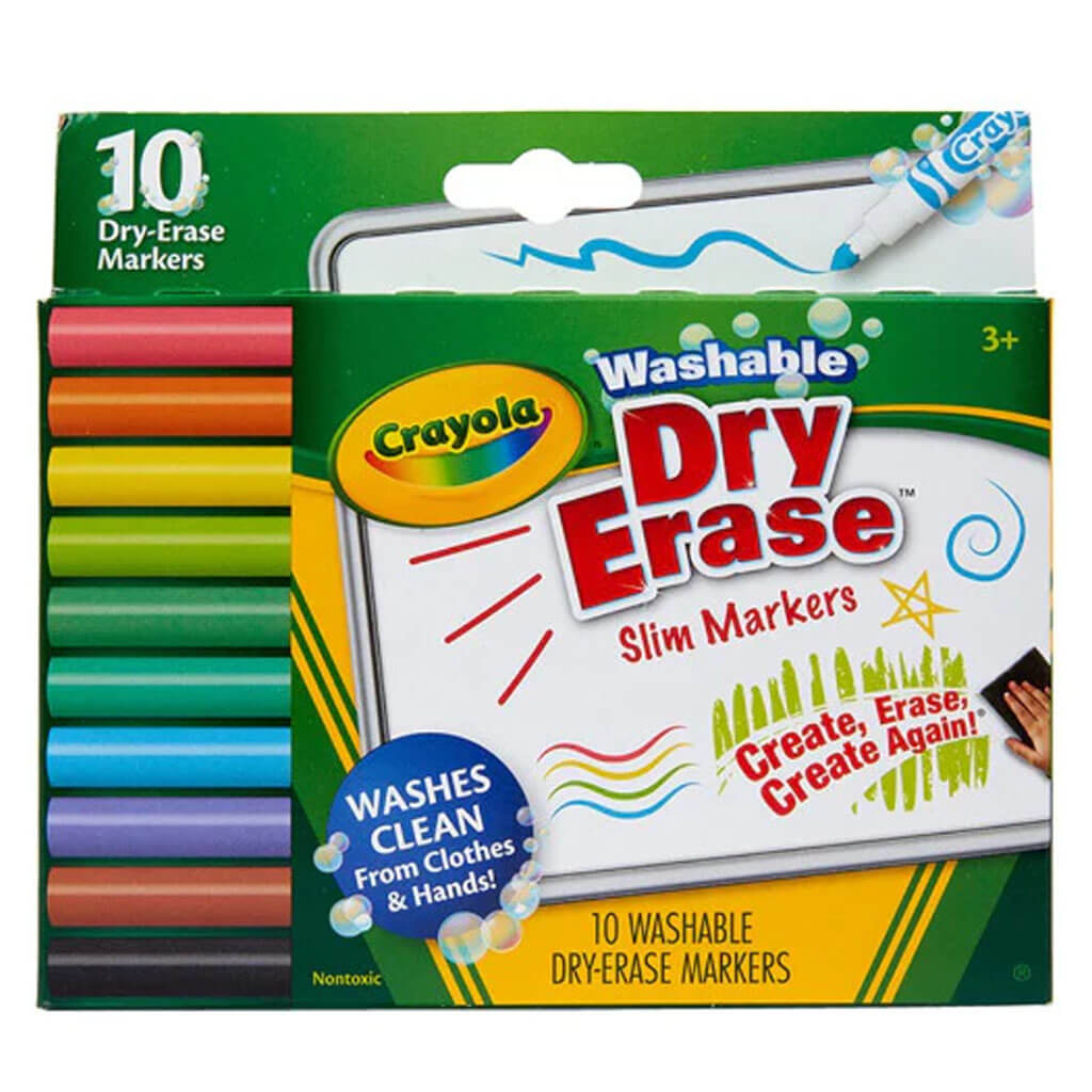 Washable Slim Dry Erase Markers 10 Count