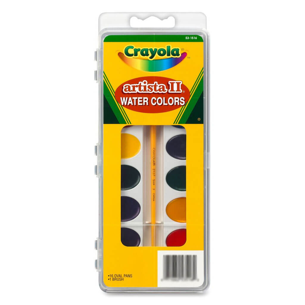 Crayola Artista II Semi-Moist Watercolor Pans Oval Set of 16