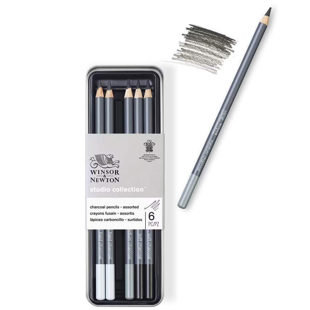 Studio Collection Graphite &amp; Charcoal Pencil 6pcs Charcoal Tin Set