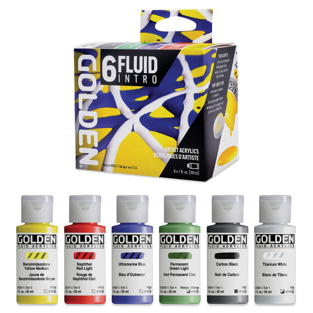 Golden Fluid Intro Acrylics Intro Colors 30ml Bottles Set of 6