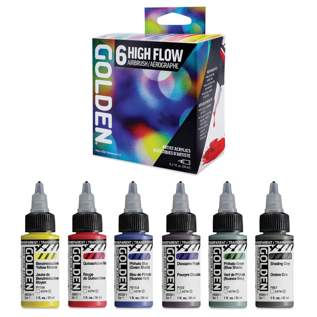 Golden Artist High Flow Acrylics Airbrush Set of 6