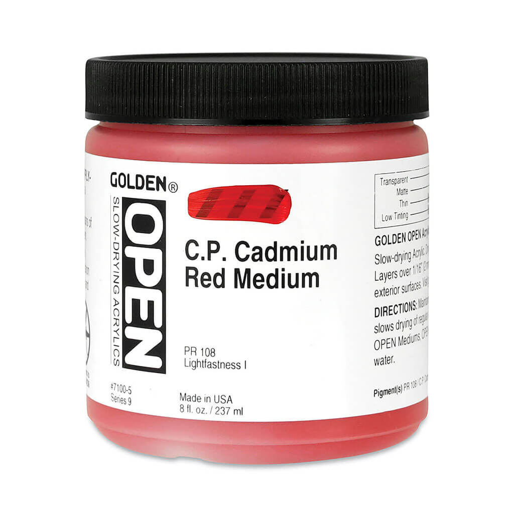 OPEN Acrylic Colors 8oz Jars C.P. Cadmium Red Medium