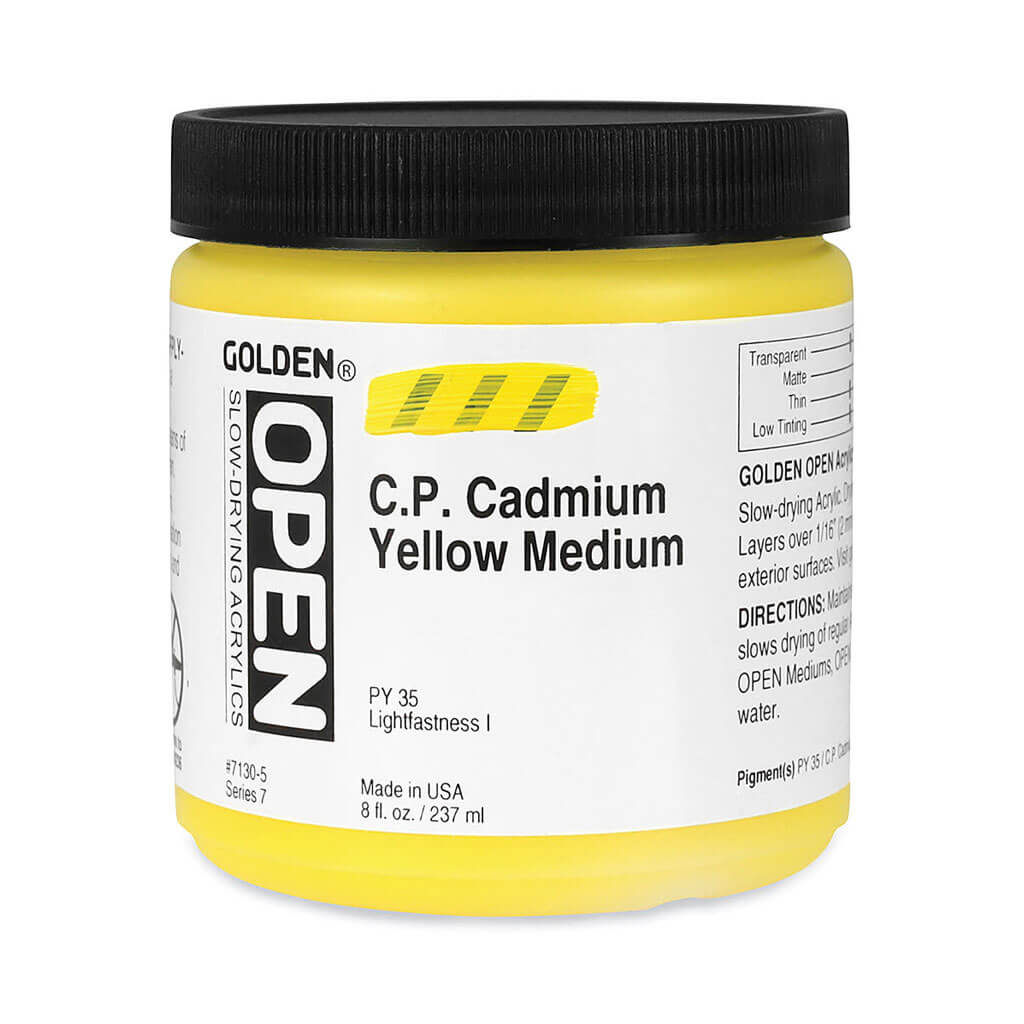 OPEN Acrylic Colors 8oz Jars C.P. Cadmium Yellow Medium