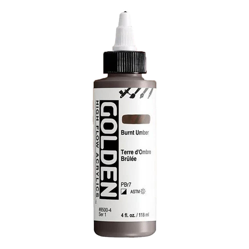 High Flow Acrylics 4oz Bottle Burnt Umber
