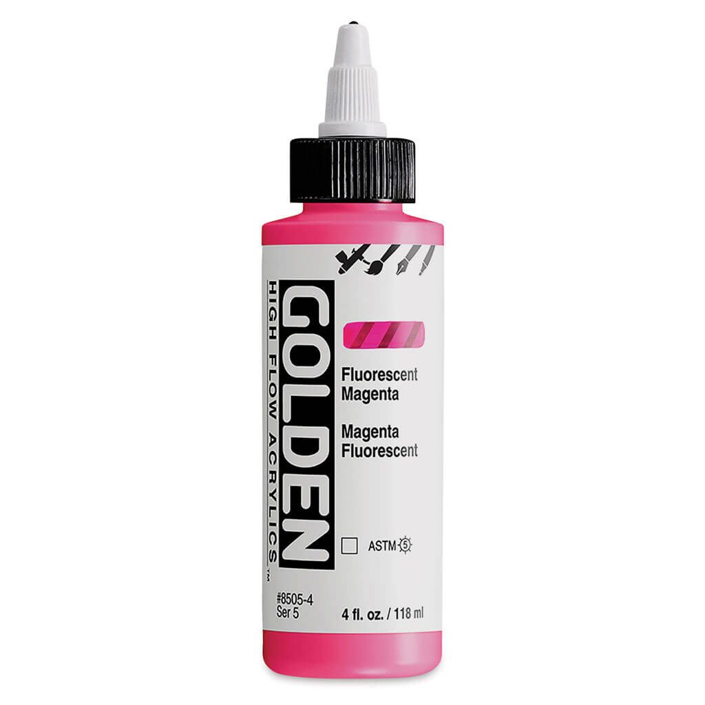 High Flow Acrylics 4oz Bottle Fluorescent Magenta