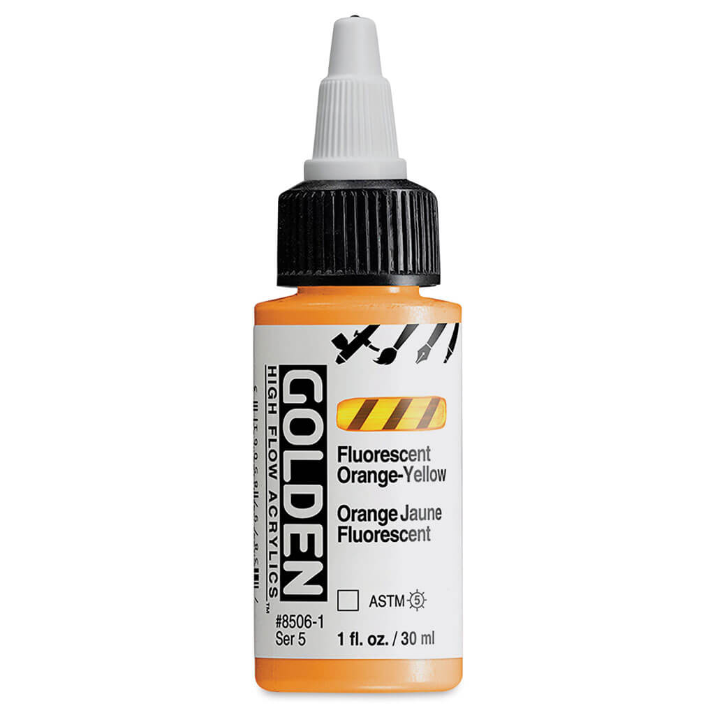 High Flow Acrylics 1oz Bottle Fluorescent Orange Yellow