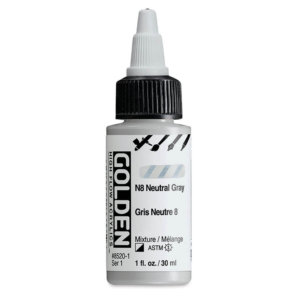 High Flow Acrylics 1oz Bottle N8 Neutral Gray