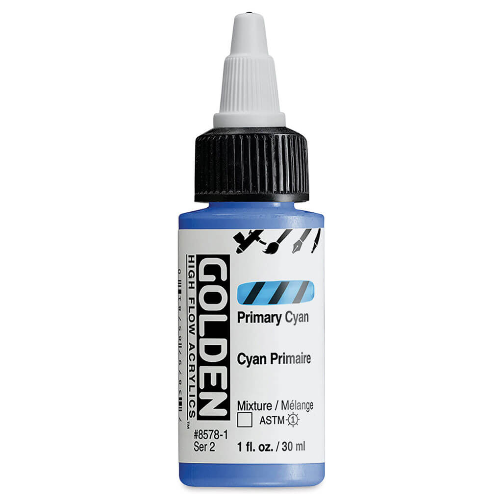 High Flow Acrylics 1oz Bottle Primary Cyan