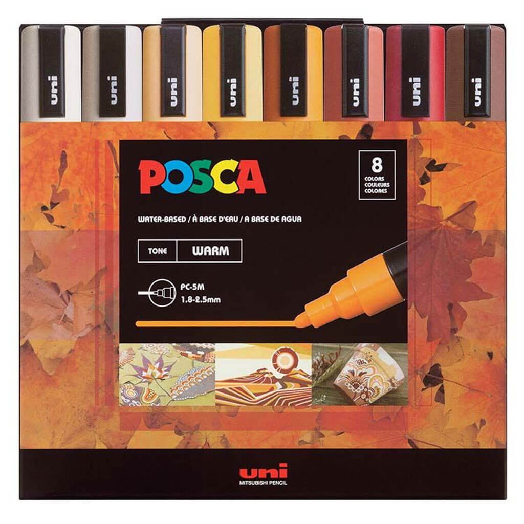POSCA Paint Marker 8-Color 5M Warm Tone Set