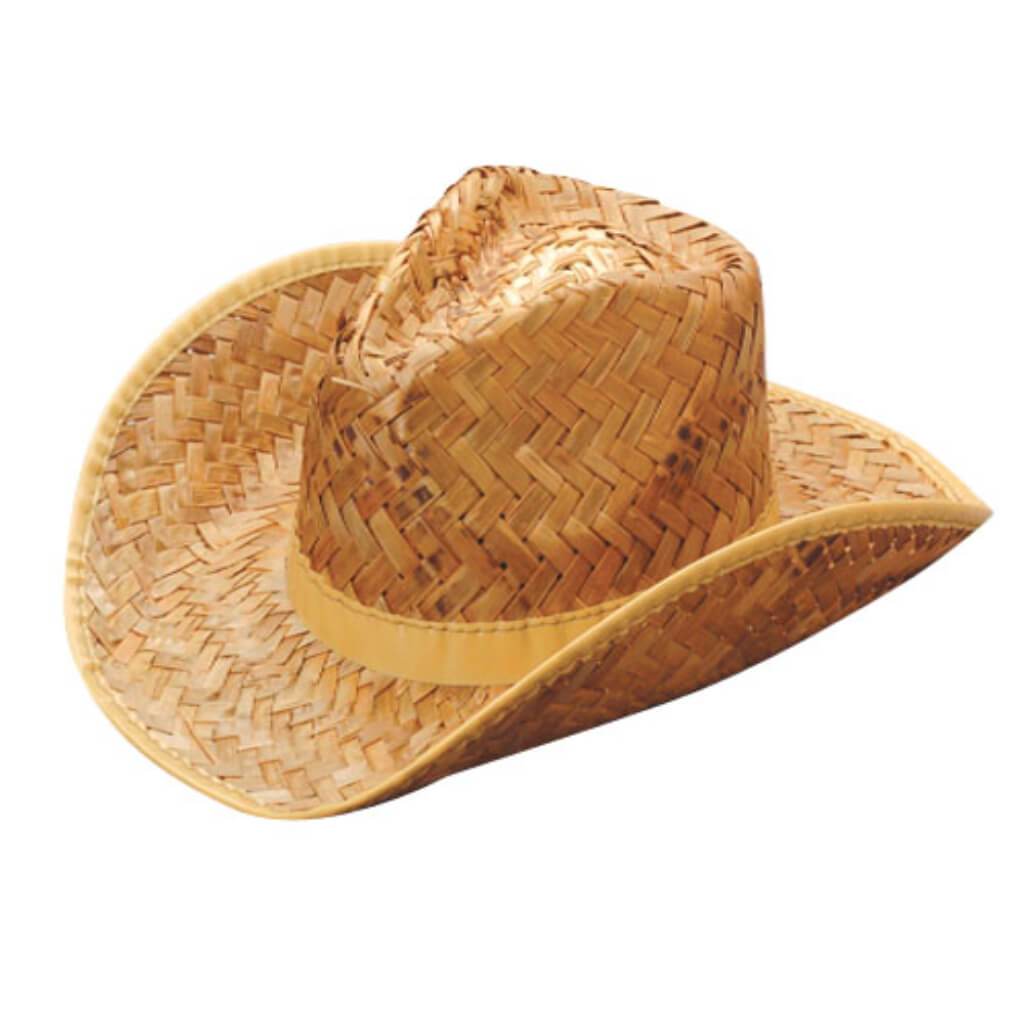 Tan Woven Straw Rolled Cowboy Hat 