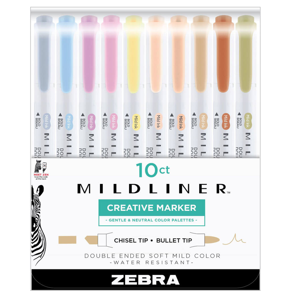 Zebra Pen Mildliner Double Ended Highlighter Assorted Set of 10