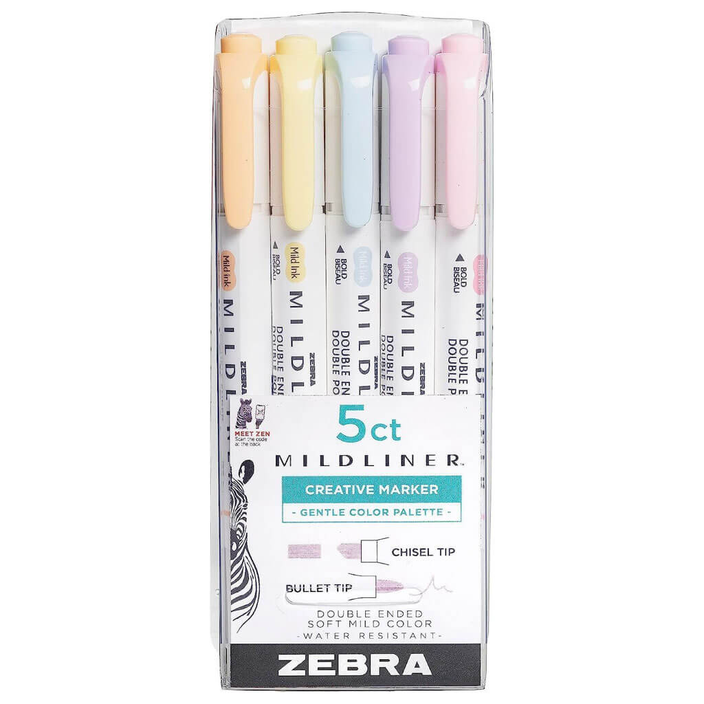 Mildliner Double-Ended Highlighter Set of 5 Gentle Colors